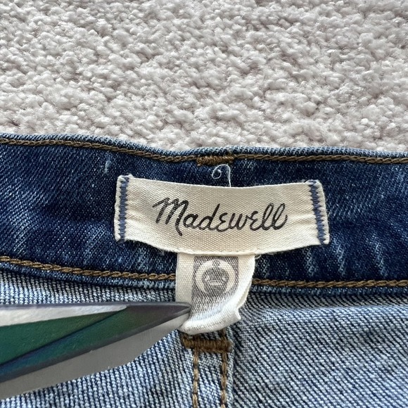 Madewell Emmett Wide-Leg Jeans Womens 28 Blue High Rise Raw Hem Cropped Denim - Picture 6 of 15
